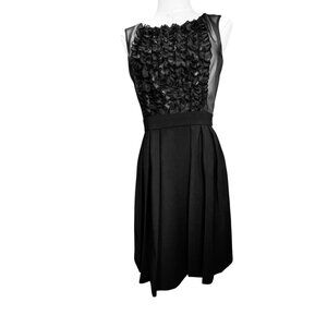 Max and Cleo Black Sheer Mesh Ruffle Bodice Dress Size 4 | Party Cocktail |LBD